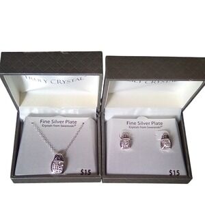 Truly‎ Crystal Fine Silver Plate Swarovski Crystal Necklace & Earrings Set